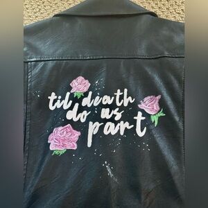 Till Death Do Us Part faux leather moto jacket